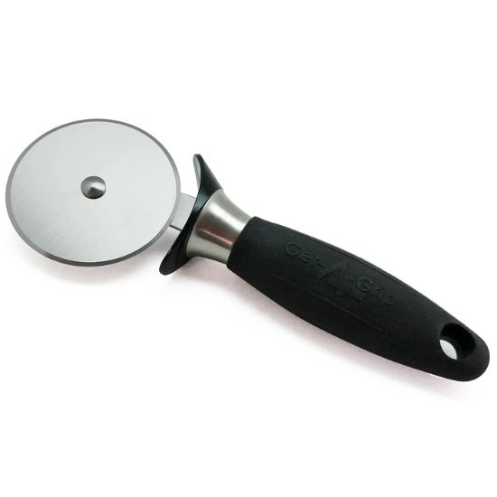 图片 Adcraft Get-A-Grip 披萨刀，带山道橡胶手柄，不锈钢/黑色 (GRP-3PC)