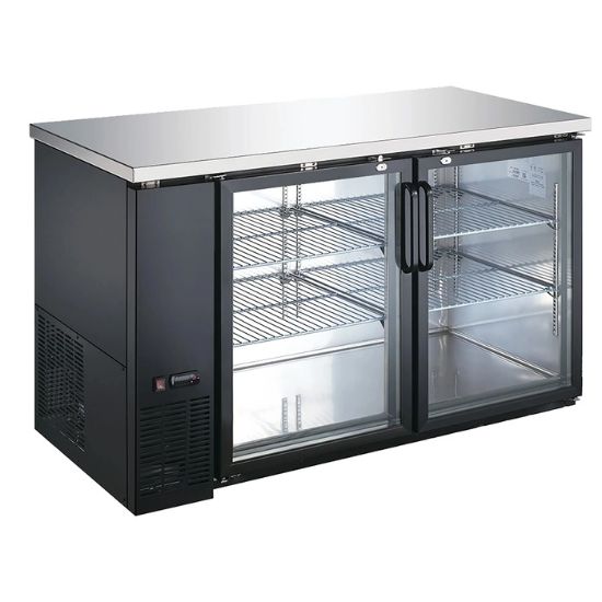 图片 U-Star 2 玻璃门后酒吧冷却器，黑色 (USBB-5928G)
