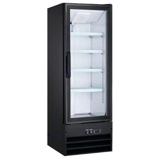 图片 U-Star Merchandiser 冰箱，单平开玻璃门，8.5 立方英尺容量，黑色