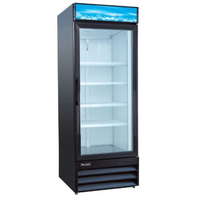 图片 U-Star Merchandiser 冰箱，单平开玻璃门，22.6 立方英尺容量，黑色