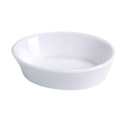 图片 BK-005 配件 5 1/2" X 3 7/8" X 1 1/2" 椭圆形烤盘 7 盎司骨白色