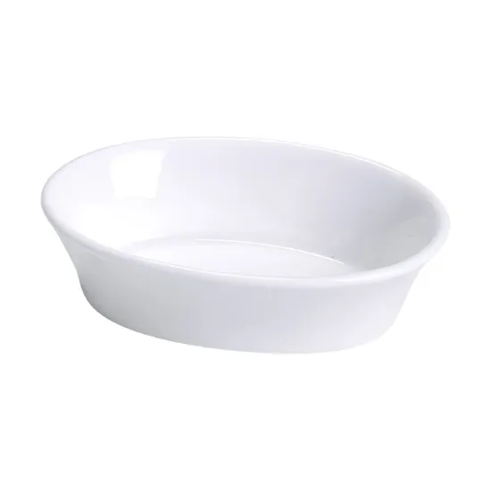 图片 BK-006 配件 6 1/4" X 4 1/2" X 1 1/4" 椭圆形烤盘 10 盎司骨白色