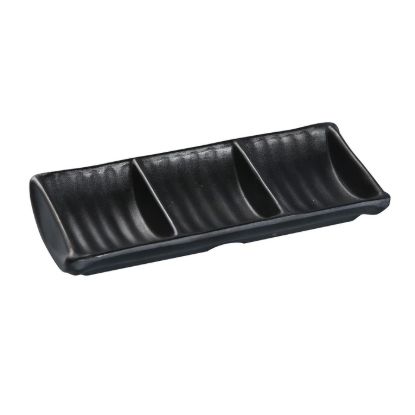 图片 BP-4030 黑珍珠 7 1/2" X 3 1/2" 三重酱盘 -个 2.5 盎司