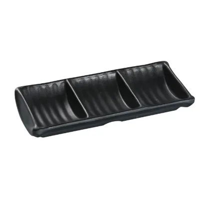 图片 BP-4030 黑珍珠 7 1/2" X 3 1/2" 三重酱盘 -个 2.5 盎司