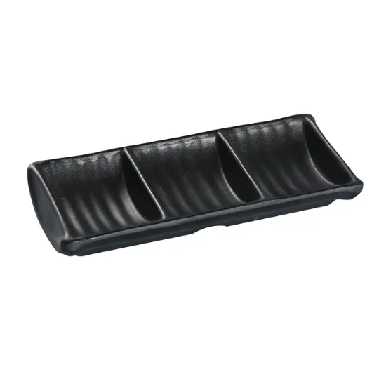 图片 BP-4030 黑珍珠 7 1/2" X 3 1/2" 三重酱盘 -个 2.5 盎司