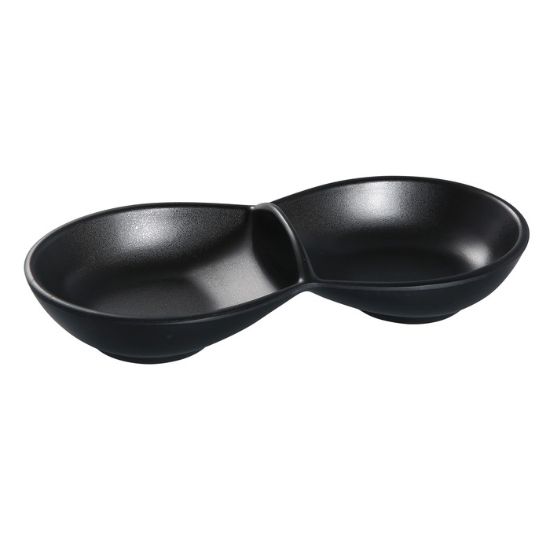 图片 BP-4032 黑珍珠 8 1/2" X 3 1/2" 双酱汁碗 6 盎司