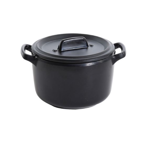 图片 BP-4104 黑珍珠 3 1/2" X 2 3/4" 碗带手柄和盖子 8 盎司