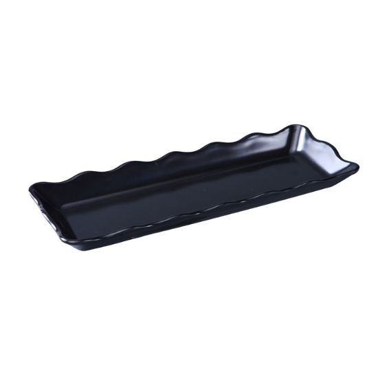 图片 DC-6013B Deli 13 1/2" X 5 1/4" X 1" 扇贝边展示托盘 黑色