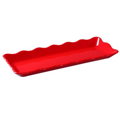 图片 DC-6013R Deli 13 1/2" X 5 1/4" X 1" 扇贝边展示托盘 红色