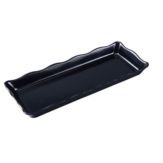 图片 DC-6014B Deli 14″ X 5 1/2″ X 1″ 扇贝边展示托盘 黑色