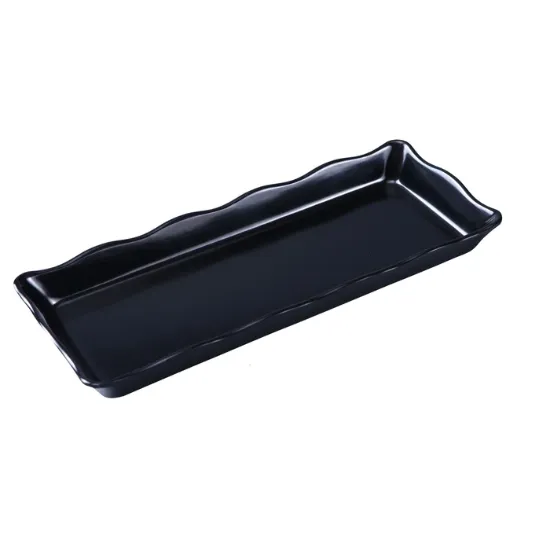 图片 DC-6014B Deli 14″ X 5 1/2″ X 1″ 扇贝边展示托盘 黑色