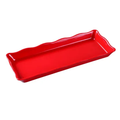 图片 DC-6014R Deli 14″ X 5 1/2″ X 1″ 扇贝边展示托盘 红色