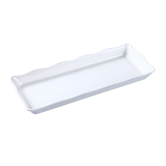 图片 DC-6014W Deli 14″ X 5 1/2″ X 1″ 扇贝边展示托盘 白色