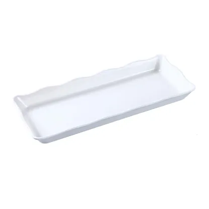 图片 DC-6014W Deli 14″ X 5 1/2″ X 1″ 扇贝边展示托盘 白色