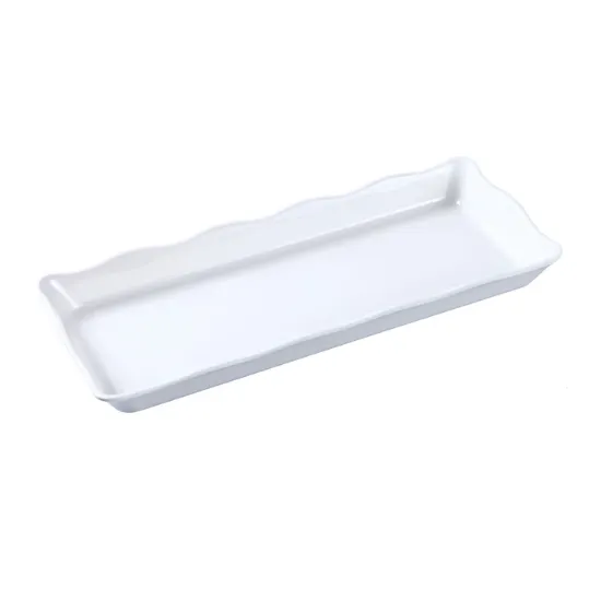 图片 DC-6014W Deli 14″ X 5 1/2″ X 1″ 扇贝边展示托盘 白色