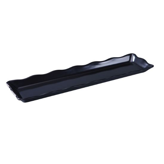 图片 DC-6019B Deli 19″ X 5 1/4″ X 1″ 扇贝边展示托盘 黑色