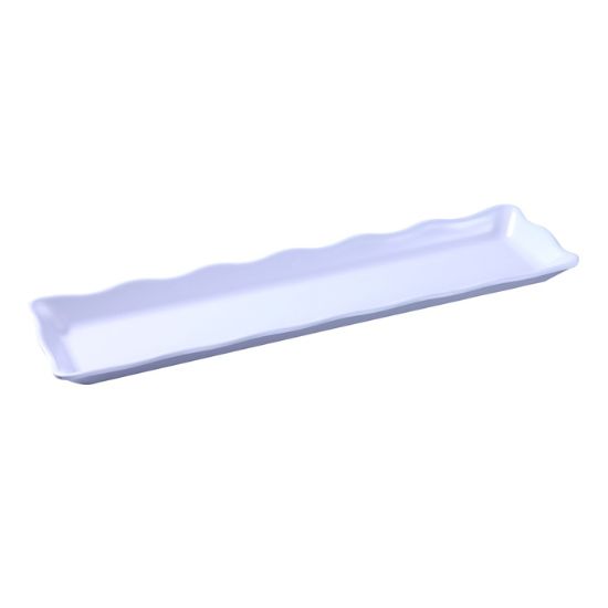 图片 DC-6019W Deli 19″ X 5 1/4″ X 1″ 扇贝边展示托盘 白色