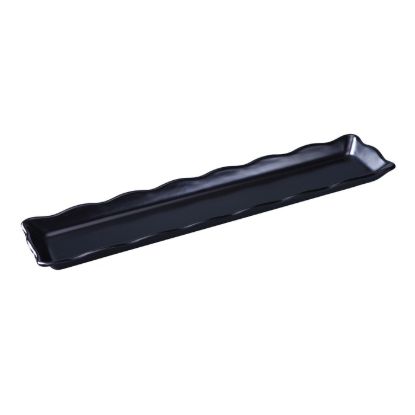 图片 DC-6021B Deli 21″ X 5 1/4″ X 1″ 扇贝边展示托盘 黑色