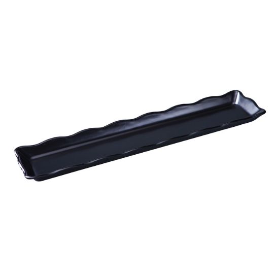 图片 DC-6021B Deli 21″ X 5 1/4″ X 1″ 扇贝边展示托盘 黑色