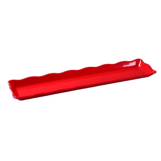 图片 DC-6021R Deli 21″ X 5 1/4″ X 1″ 扇贝边展示托盘 红色