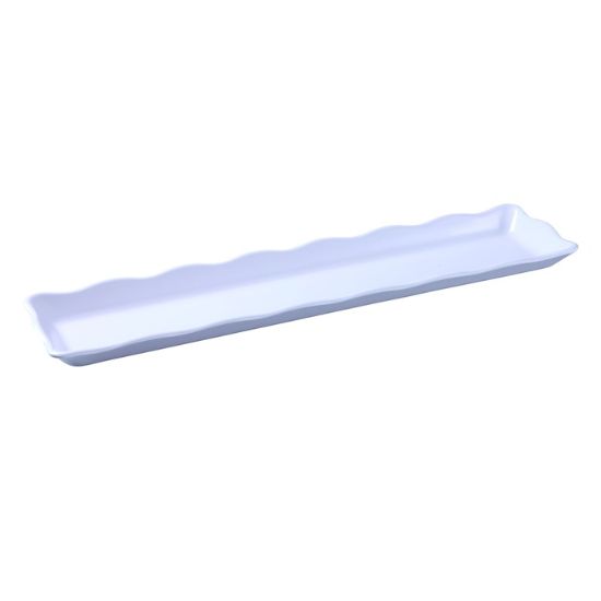 图片 DC-6021W Deli 21″ X 5 1/4″ X 1″ 扇贝边展示托盘 白色