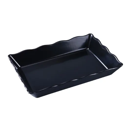 图片 DC-6114B Deli 14″ X 9 1/2″ X 2″ 扇贝边展示托盘 黑色