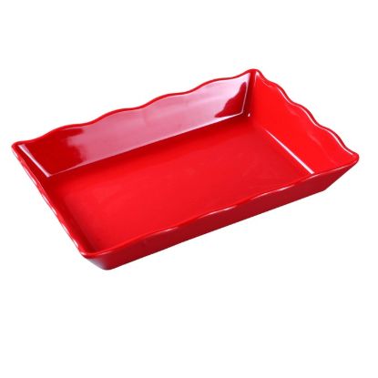 图片 DC-6114R Deli 14″ X 9 1/2″ X 2″ 扇贝边展示托盘 红色