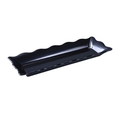 图片 DC-6117B Deli 17 1/2" X 6 3/4" X 2" 扇贝边展示托盘 黑色