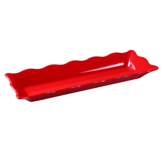 图片 DC-6117R Deli 17 1/2" X 6 3/4" X 2" 扇贝边展示托盘 红色