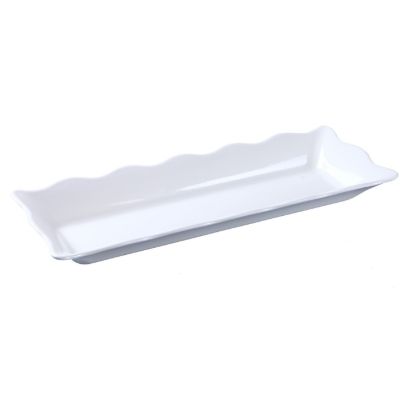 图片 DC-6117W Deli 17 1/2" X 6 3/4" X 2" 扇贝边展示托盘 白色