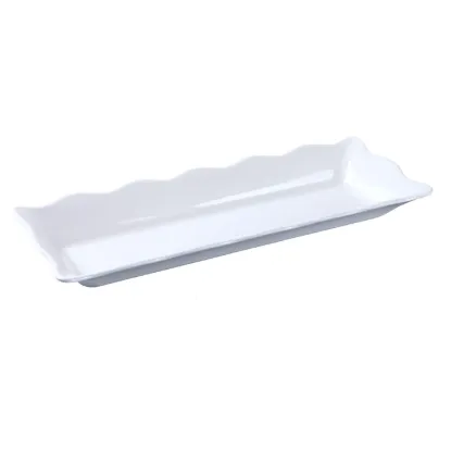 图片 DC-6117W Deli 17 1/2" X 6 3/4" X 2" 扇贝边展示托盘 白色