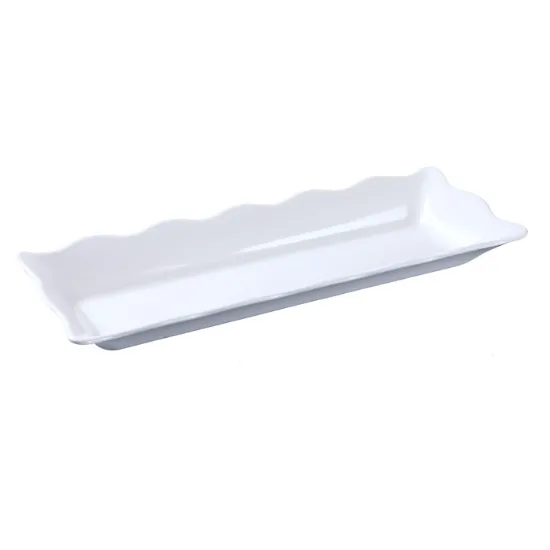 图片 DC-6117W Deli 17 1/2" X 6 3/4" X 2" 扇贝边展示托盘 白色
