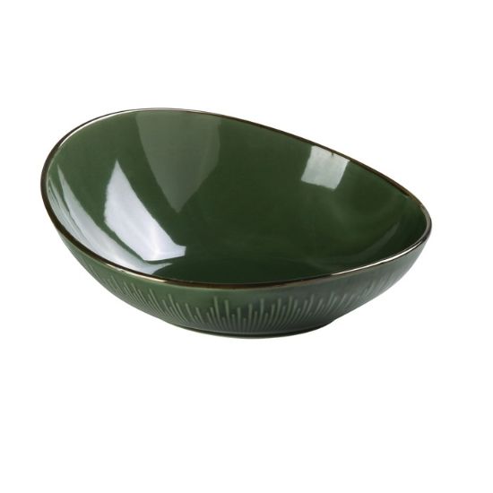 图片 GG-709 绿色宝石 9-1/2" X 9-1/2" X 4" 透明碗 36 盎司，下侧 2-1/4"H