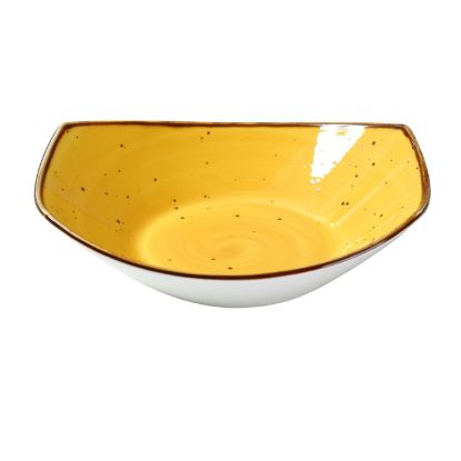 图片 LY-309YL 里昂黄色 9″ X 7 7/8″ X 2 3/8″ 面食/沙拉盘 20 盎司 黄色