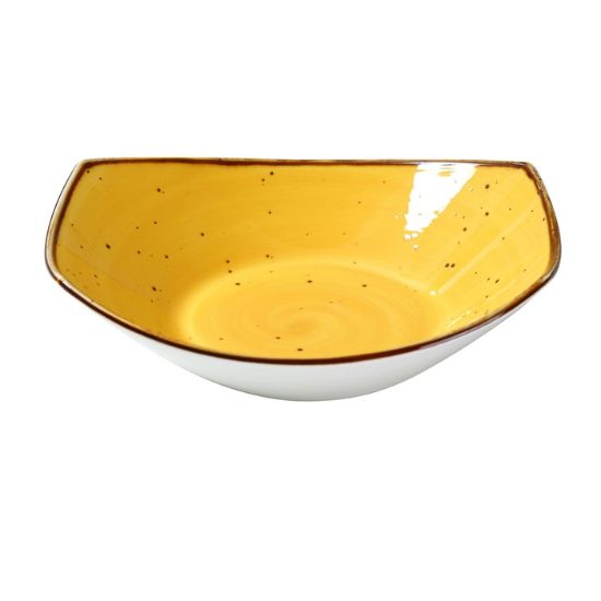 图片 LY-309YL 里昂黄色 9″ X 7 7/8″ X 2 3/8″ 面食/沙拉盘 20 盎司 黄色