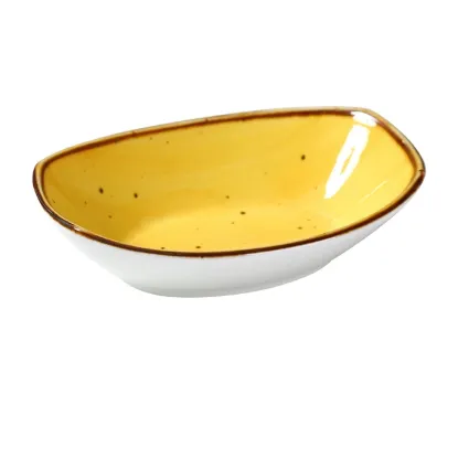 图片 LY-405YL 里昂黄色 5 1/2" X 3 3/4" X 1 3/8" 小椭圆形盘 5 盎司黄色