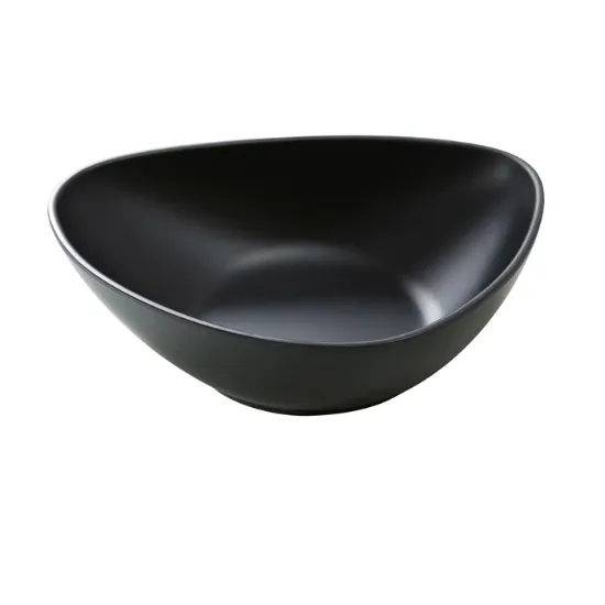图片 MO-211BK 现代 11" X 9" X 3" 深三角形/意大利面盘 75 盎司黑色