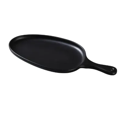 图片 MO-809BK 现代 15 1/2" X 7 1/2" X 1 1/4" 带手柄平底锅 黑色