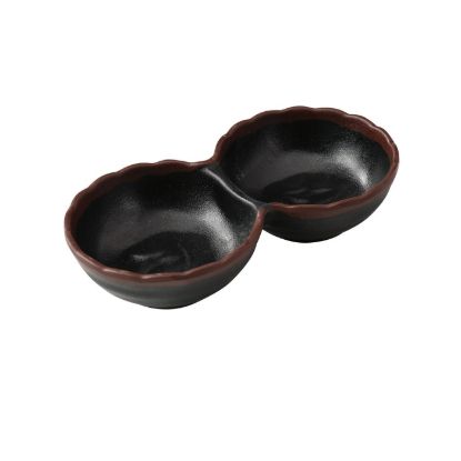 图片 NA-506BK 自然艺术 5 3/4" X 3" X 1 1/4" 两个分开的酱盘，-个 2 盎司