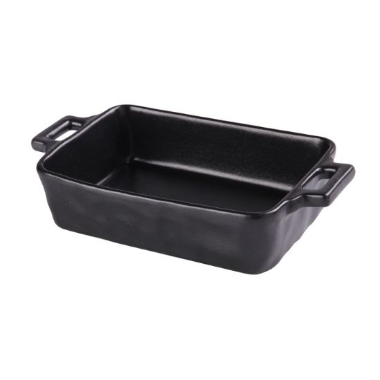 图片 NB-912 高贵黑色 13-1/2" X 7-1/2" X 2-1/2" 带手柄烤盘 70 盎司，11"L 不带手柄