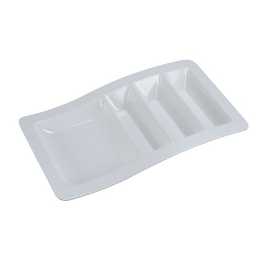 图片 NC-1765 隔层系列 14 3/4" X 8 3/4" X 1 3/4" 可堆叠 Taco 盘 白色