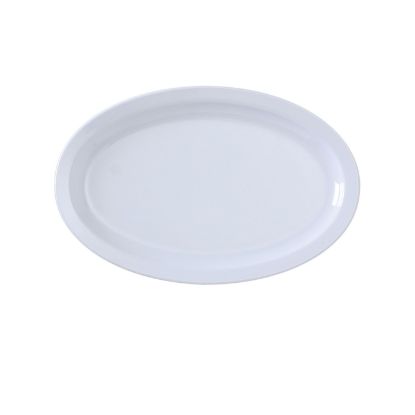 图片 NS-515W Nessico 13 1/4" X 9 1/2" 椭圆形盘带窄边白色