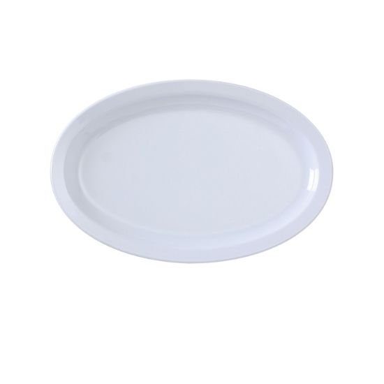 图片 NS-515W Nessico 13 1/4" X 9 1/2" 椭圆形盘带窄边白色