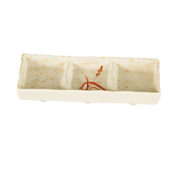 图片 OR-4030 兰花 7 1/2" X 3" 三重酱盘 金兰花 2.5 盎司