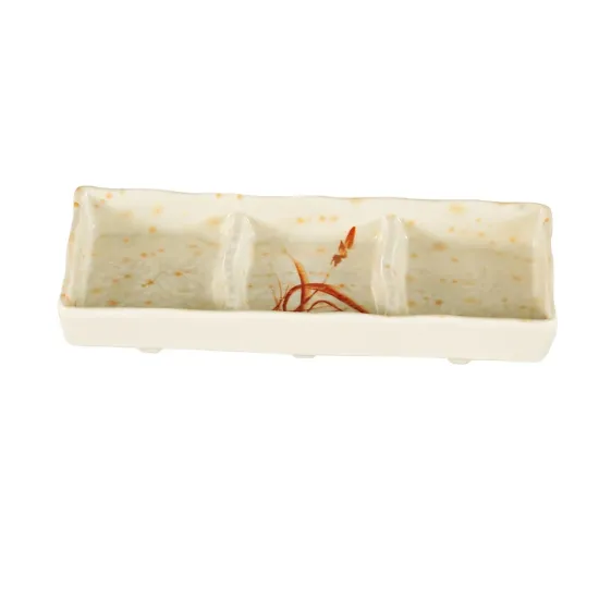 图片 OR-4030 兰花 7 1/2" X 3" 三重酱盘 金兰花 2.5 盎司