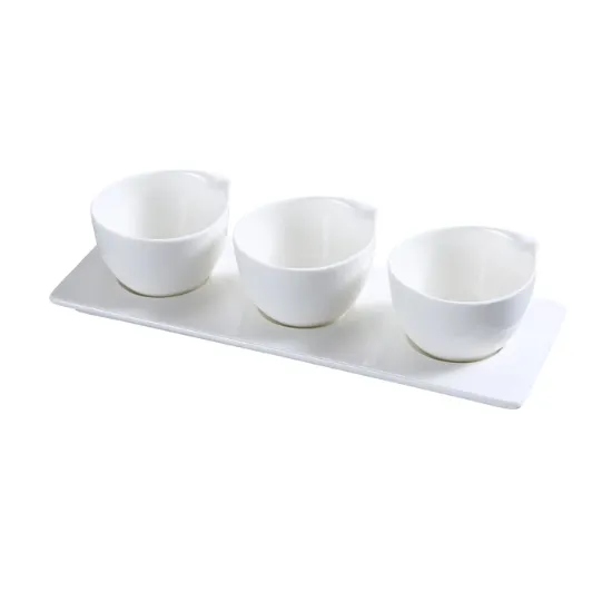 图片 PS-722 Piscataway 三个 3 英寸杯子，带 10 1/2 英寸 X 3 1/2 英寸托盘，-个 4 盎司