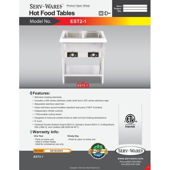 图片 Serv-Ware EST2-1 加热架食品保温器 120V |美国设备直销