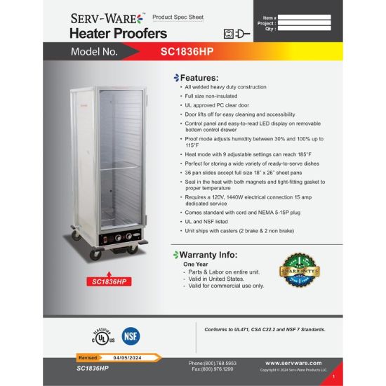 图片 Serv-Ware SC1836HP-V 醒发柜移动设计|美国设备直销