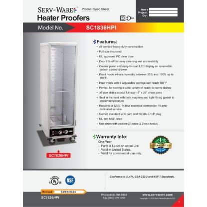 图片 Serv-Ware SC1836HPI-V 移动醒发柜|美国设备直销