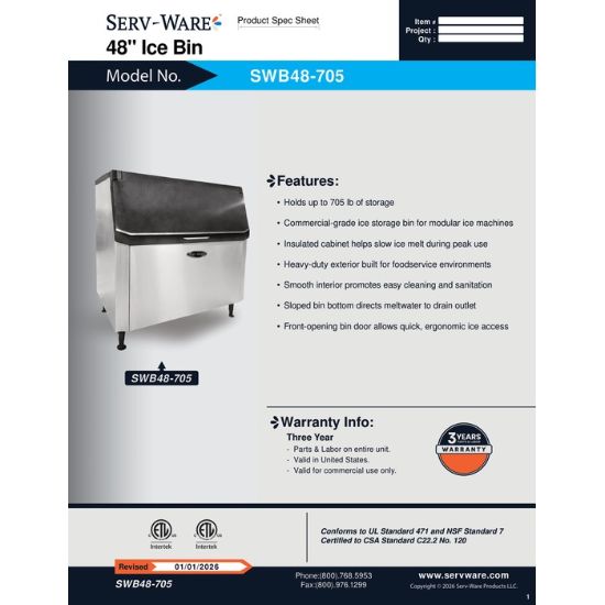 图片 Serv-Ware SWB48-705 用于制冰机的冰仓 |美国设备直销